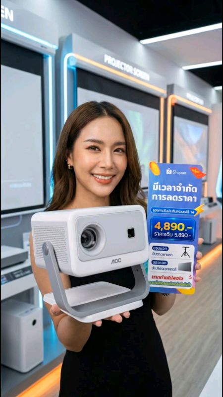 AOC-RS6 máy chiếu 4K Portable Mini Projector màn hình điện thoại di động tự động chỉnh keystone #máychiếu4k #xemphim4K
