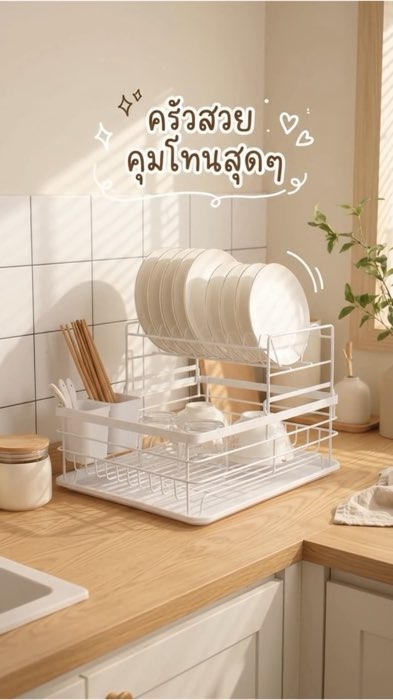 Kệ đĩa tối giản 2 tầng kèm khay đỡ và hộp đựng thìa nĩa (Brand KANA) #kệđựngđĩa2tầng #kệđựngđĩa #đồđùngiađình #sảnphẩmdạtbíchổ #sắpxếpbếp