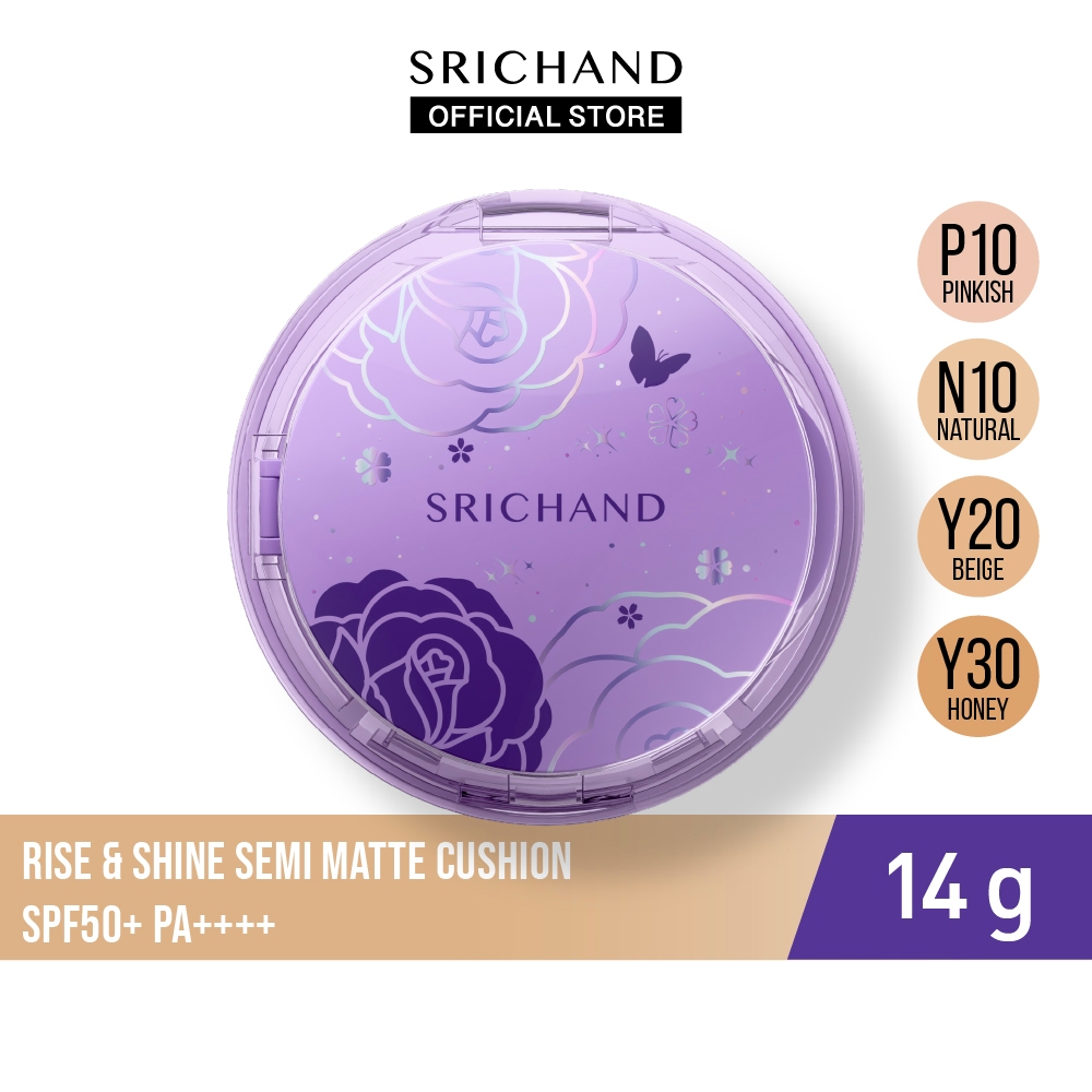 SRICHANDศรีจันทร์ ไรซ์ แอนด์ ไชน์ เซมิ แมตต์ คุชชั่น เอสพีเอฟ 50+ พีเอ++++ Rise & Shine Semi Matte Cushion 14g
