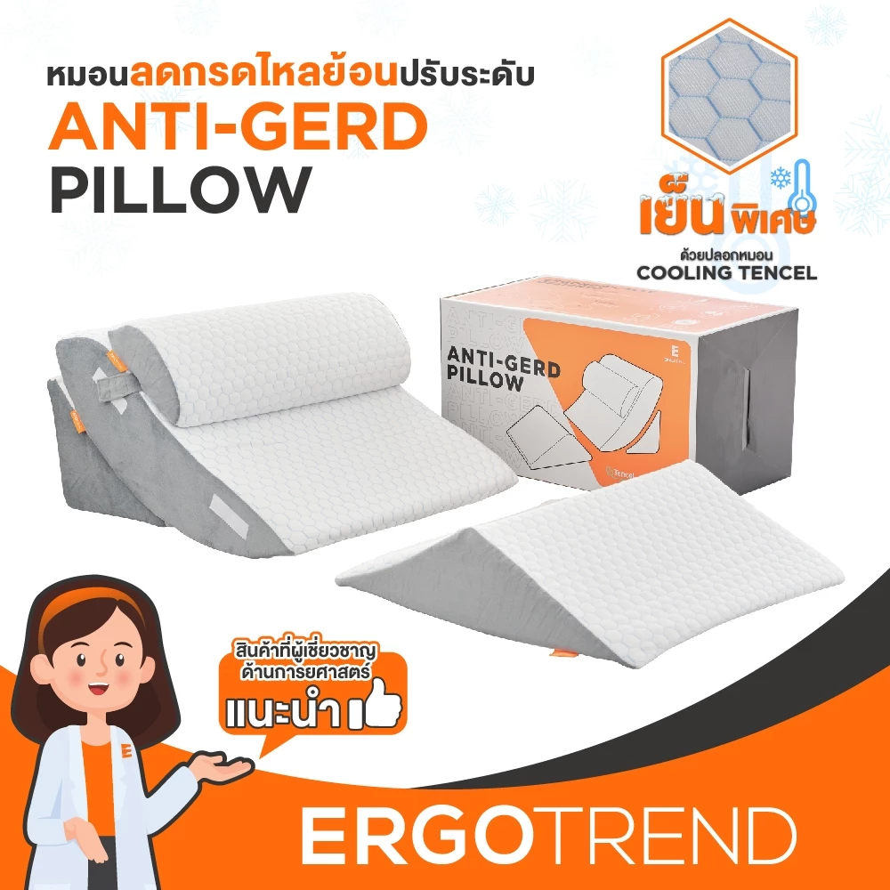 46% OFF ERGOTREND หมอนกันกรดไหลย้อน ปรับรูปแบบได้ 21 แบบ รุ่น ANTI GERD PILLOW สีขาว ฿2,990.00 342 sold Comm Rate 6% Get Link