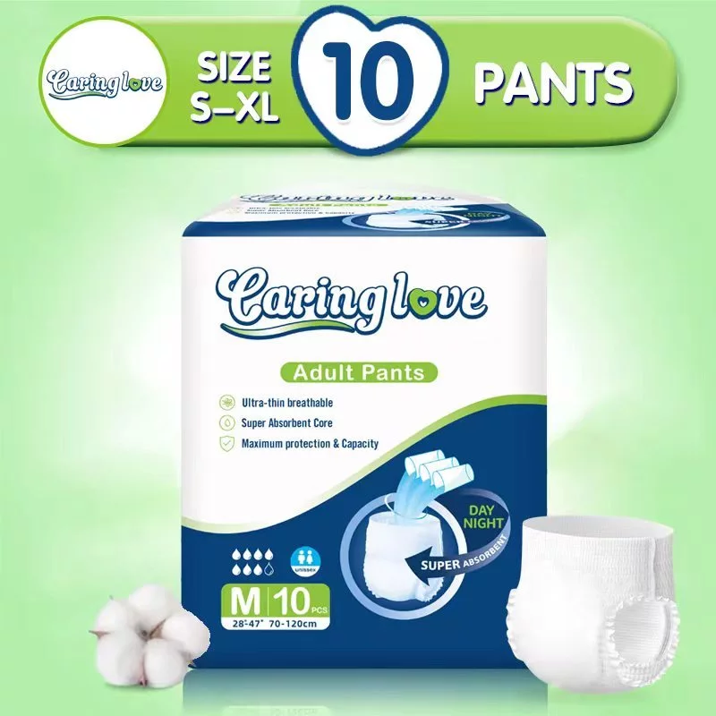Caring love 10pcs ผ้าอ้อมผู้ใหญ่ ใช้ได้ทั้งชายหญิง 30ชิ้น S/M/L/XL ซึมซับเร็ว รุ่นบางเบาระบายอากาศดี กางเกงผ้าอ้อม พร้อมจัดส่งด่วน