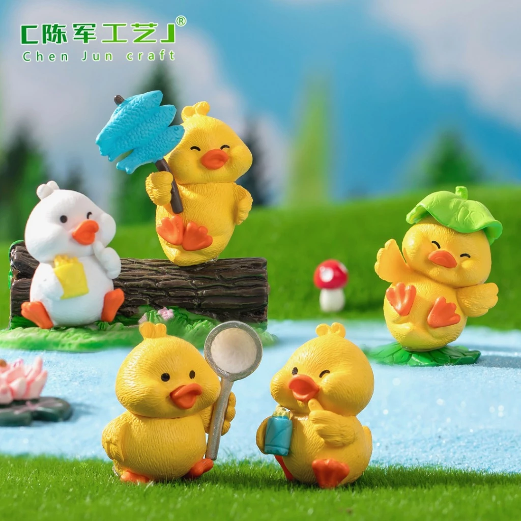 A027 ตุ๊กตาจิ๋ว ตุ๊กตุ่นจิ๋ว ชุดเป็ดน้อย น่ารัก (แถมฟรี กาว2หน้า) (1ชุด มี 4 ตัว) สำหรับแต่งบ้าน แต่งโต๊ะทำงาน