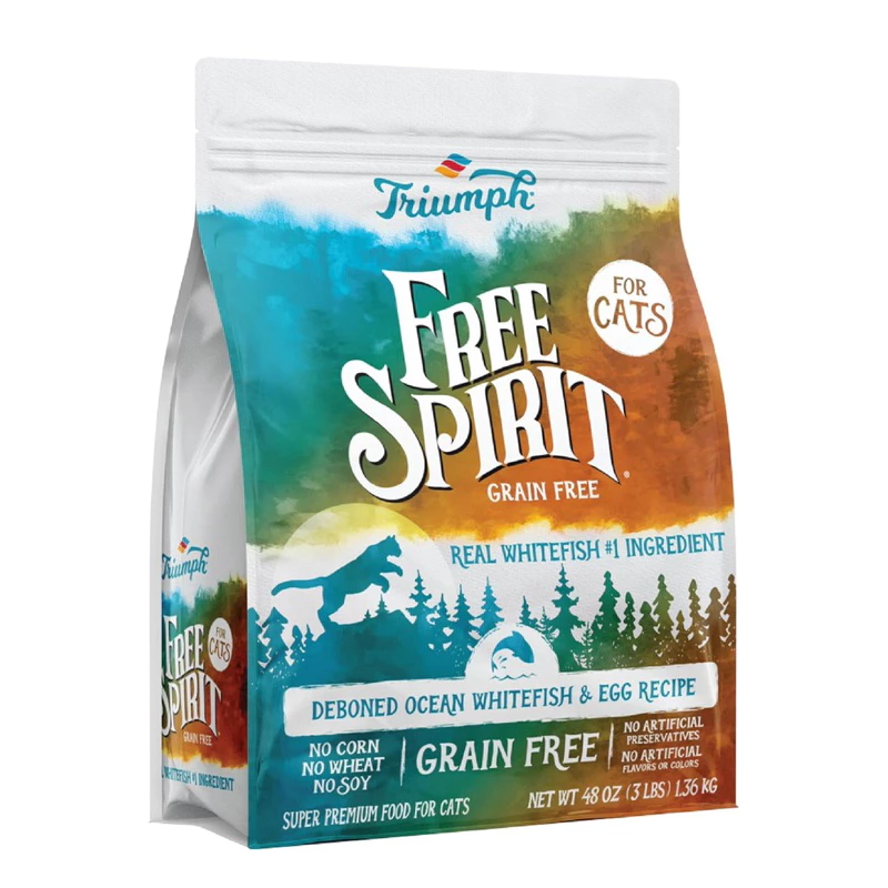 *พร้อมส่ง (1.36 Kg) อหสำหรับแมวแพ้ง่าย สูตรปลาขาว Triumph Free Spirit Grain Free Ocean Whitefish & Egg Recipe Dry Cat พร้อมจัดส่งด่วน