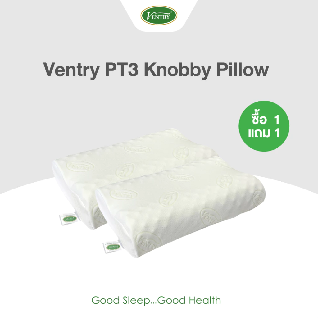 50% OFF 1 แถม 1 ✅สินค้าพร้อมส่ง Ventry PT3 Knobby หมอนรองรับต้นคอได้ดี หมอนเพื่อสุขภาพ ยางพาราธรรมชาติแท้100% 22 sold