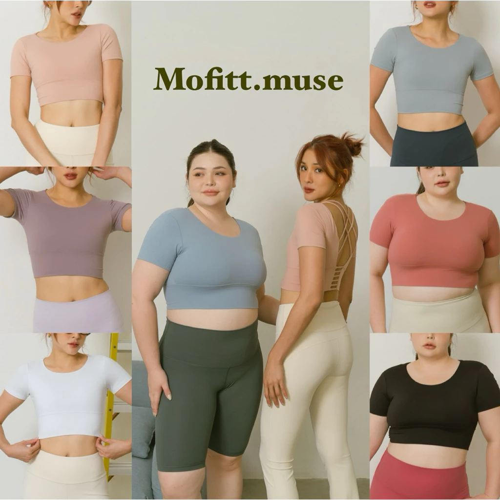 Mofitt.muse | เสื้อออกกำลังกาย size S-2xl ชุดพีราทีส โยคะ มีฟองน้ำ ชุดวิ่ง ระบายอากาศได้ดี