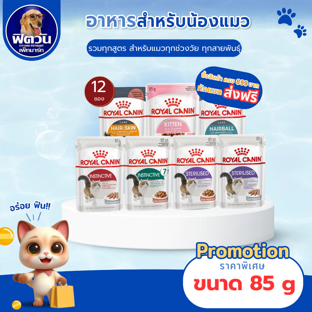 ROYAL CANIN อาหารแมวแบบเปียก ชนิดซอง ขนาด 85 g  (1กล่อง 12ซอง){อาหารเปียกแมว} พร้อมจัดส่งด่วน
