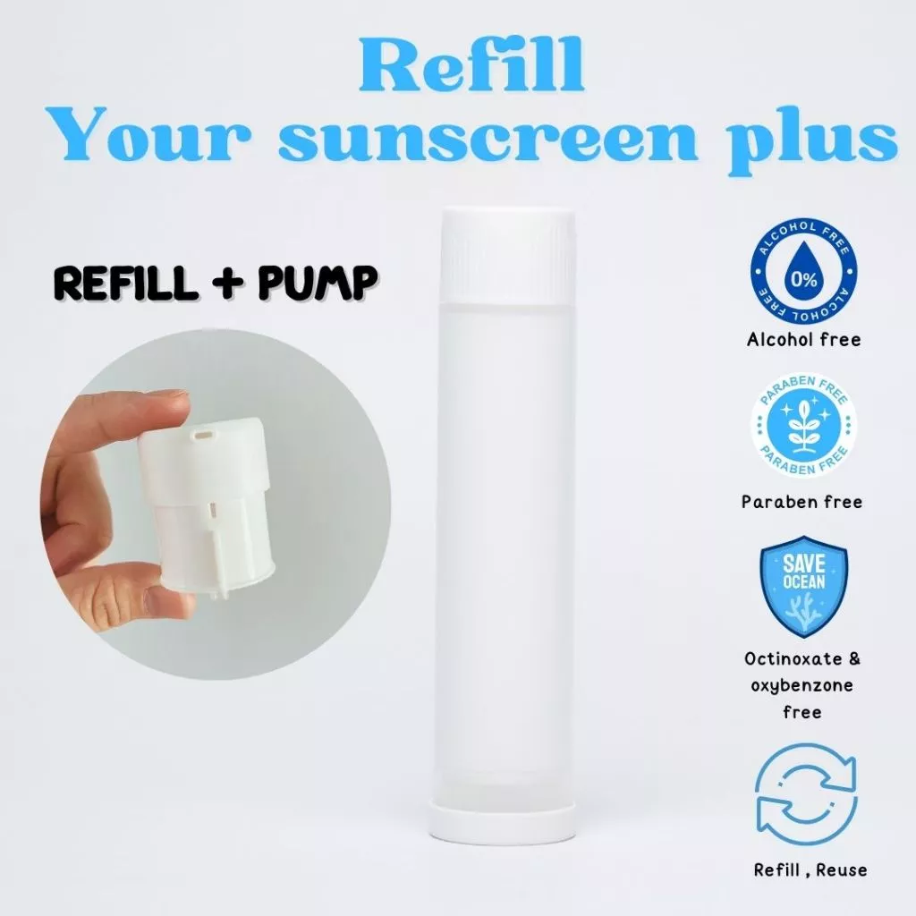 Refill + pump ครีมกันแดด ชุ่มชื่น Chumchuen zinc UV shield fluid kids SPF 50 PA+++ ( ขนาด 50 ml )