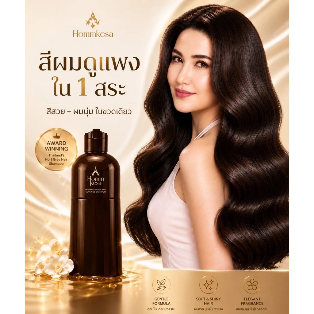 แชมพูปิดผมขาวหอมเกศ พร้อมบำรุงเส้นผม