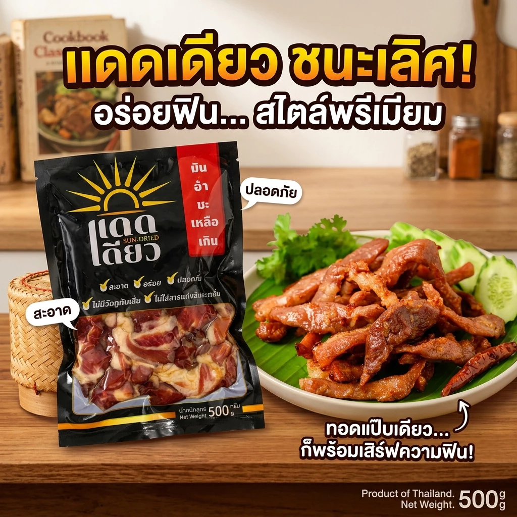 หมูแดดเดียวพรีเมียม อบลมร้อน สะอาด