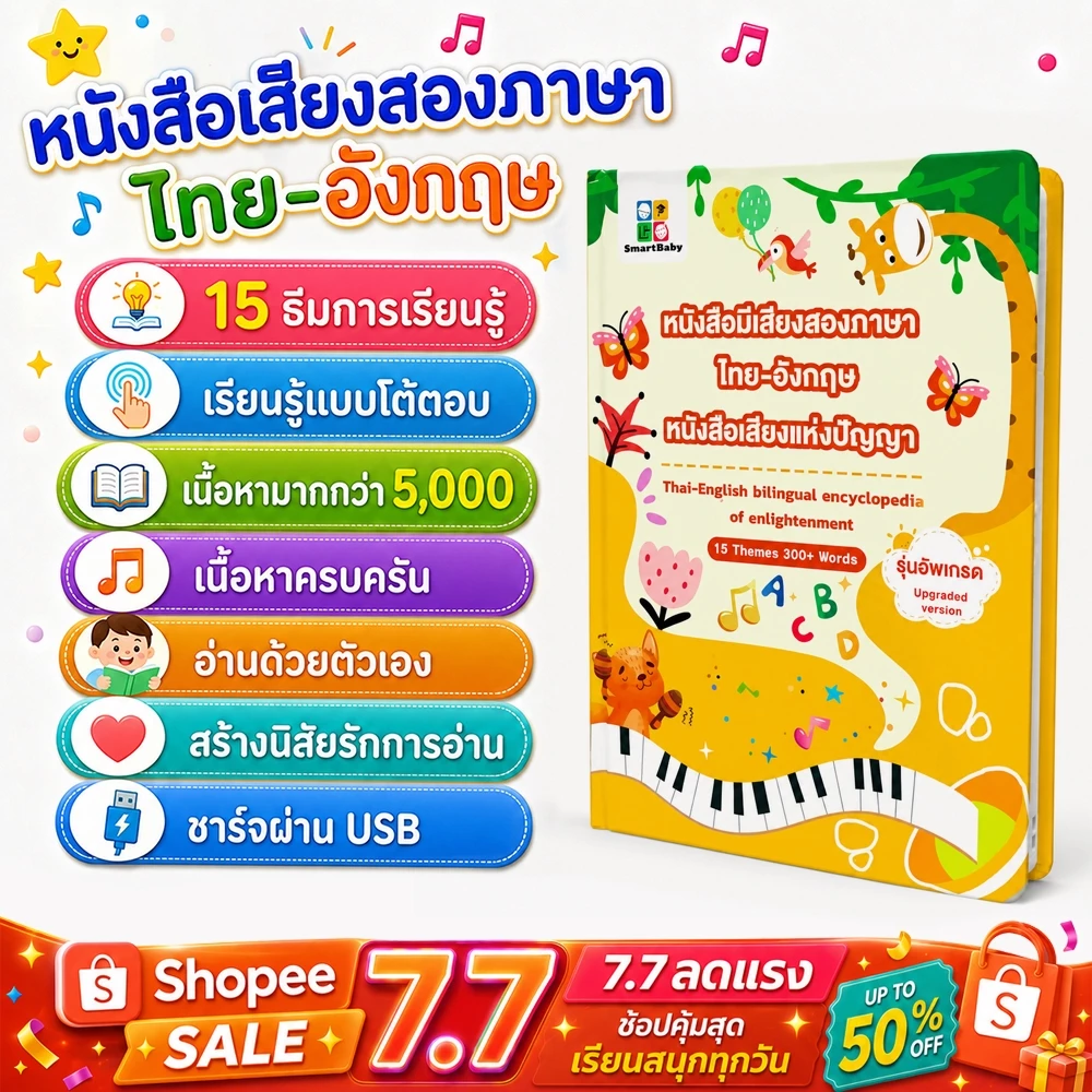 COD หนังสือเสียงไทยอังกฤษ 15 หัวข้อ สำหรับเด็ก 4-10 ปี แตะอ่านออกเสียง เรียนรู้คำศัพท์ เพลง และเปียโน
