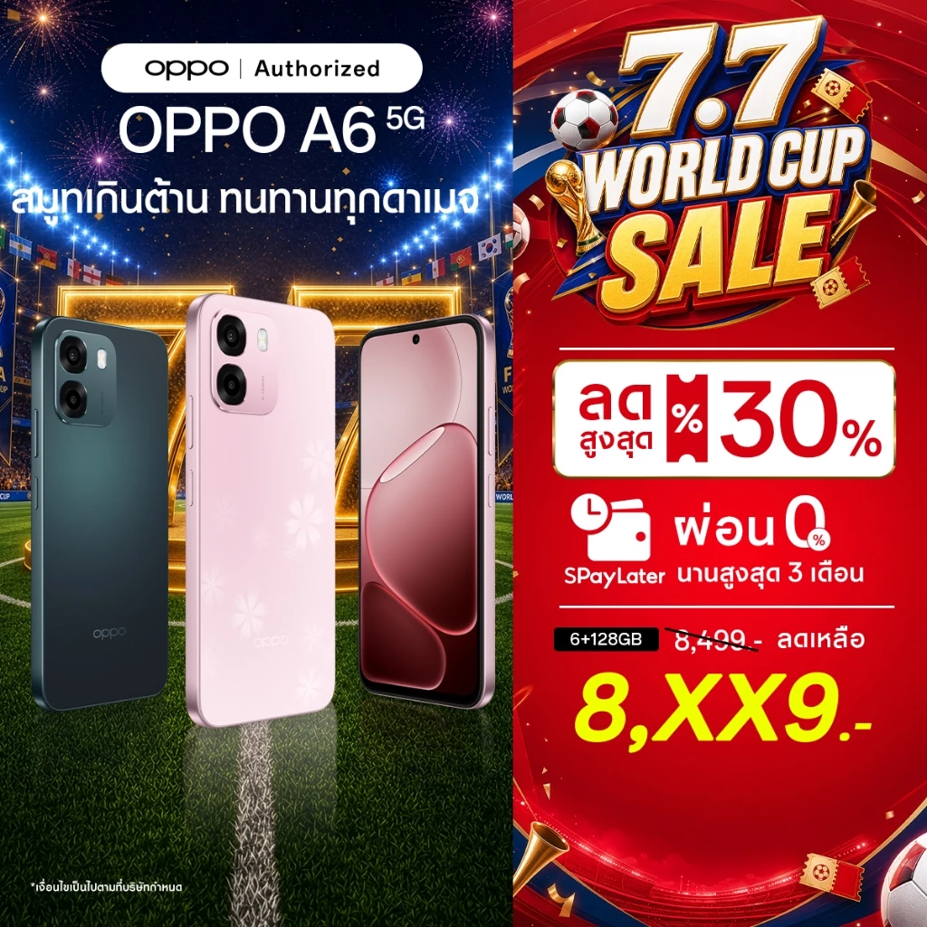 [New]OPPO A6 5G(6+128G)โทรศัพท์มือถือ ดีไซน์สวย ทนทาน กันน้ำกันฝุ่น IP69 SuperCool VC MidiaTek Dimensity6300 แบตใหญ่7000