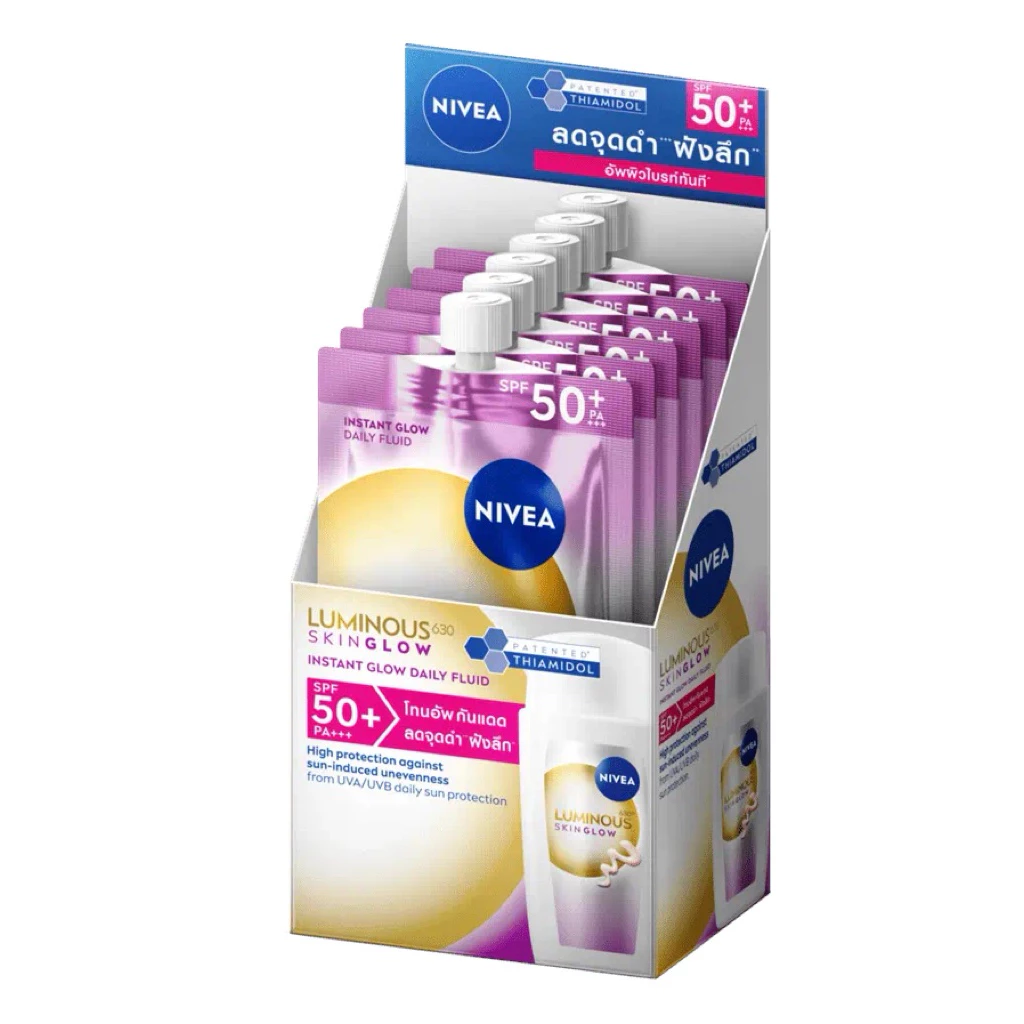 ซรั่มกันแดด Nivea Luminous 630 Skin Glow SPF50+ ปกป้องผิวจากรังสี UVA/UVB 7 มล. 130 sold