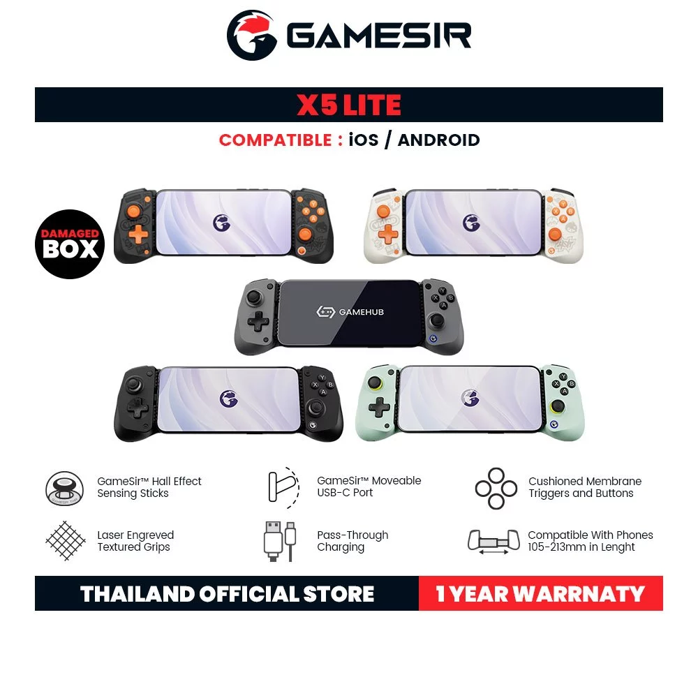 [Damaged Box] X5 Lite Type-C Mobile Gaming Controller จอยเกมมือถือสำหรับ Type-C รองรับ 105 - 213 มม.