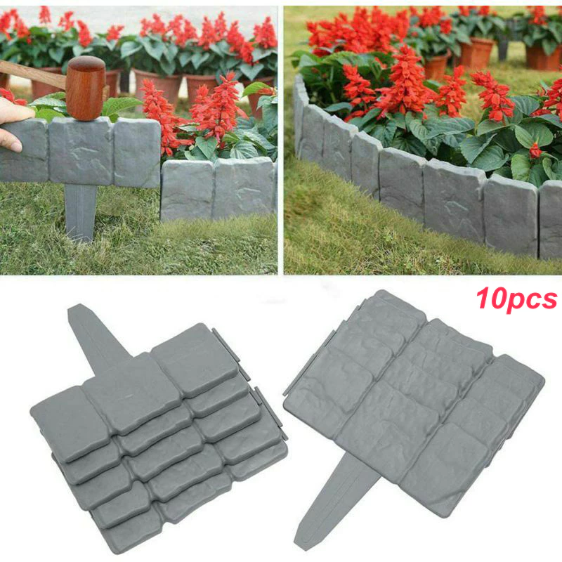 10PCS รั้วพลาสติก รั้วสวน ตกแต่งสวน รั้วพลาสติกสำหรับตกแต่งสวนสนามหญ้า รั้วพลาสติก พับประกบ ชั้นพลาสติกสวนรั้วรั้วรั้วสว